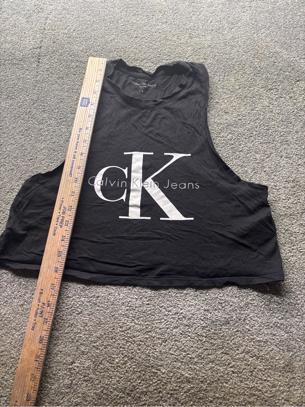 Calvin Klein Jeans Black Logo Cropped Muscle Tank